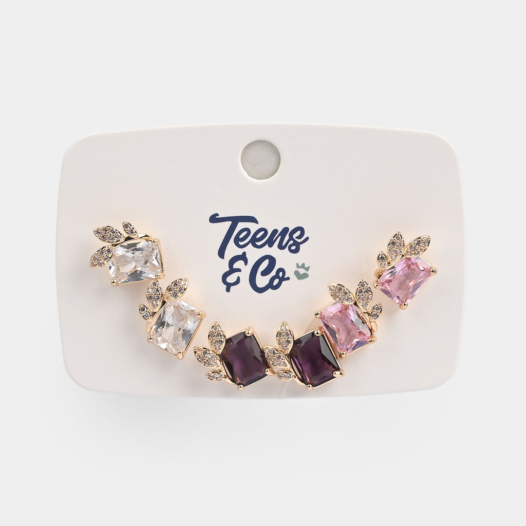 Girls Fancy & Stylish Earrings/Tops - Pack of 3