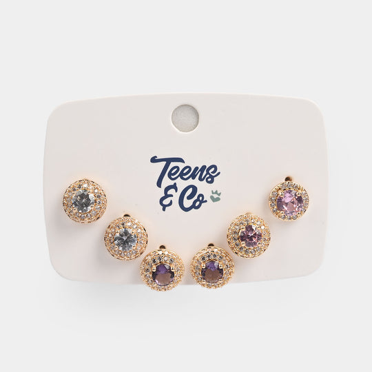 Girls Fancy & Stylish Earrings/Tops - Pack of 3
