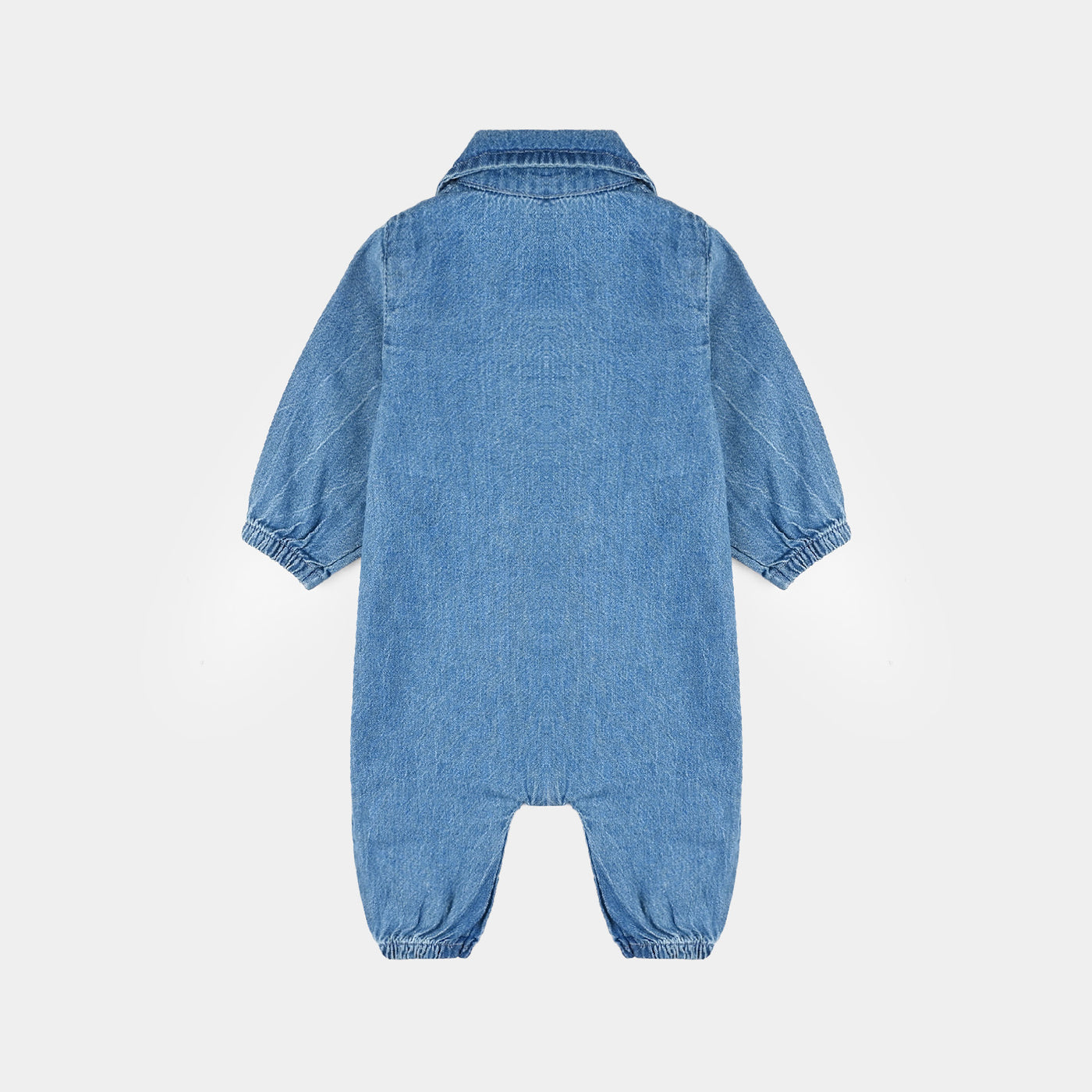 Infant Boys  Denim Romper EMB Dino-LT.Blue