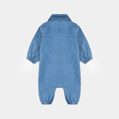 Infant Boys  Denim Romper EMB Dino-LT.Blue