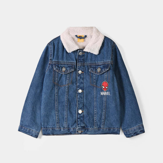 Boys Denim rigid Woven Jacket Character-Mid Blue