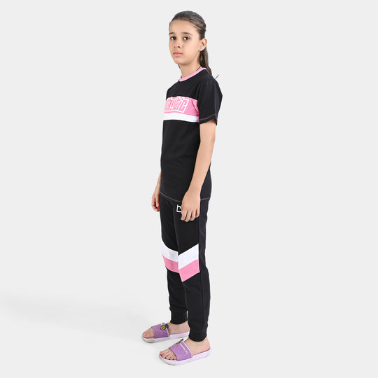 Girls Jersey/Terry 2 Piece Suit Authentic-Jet Black