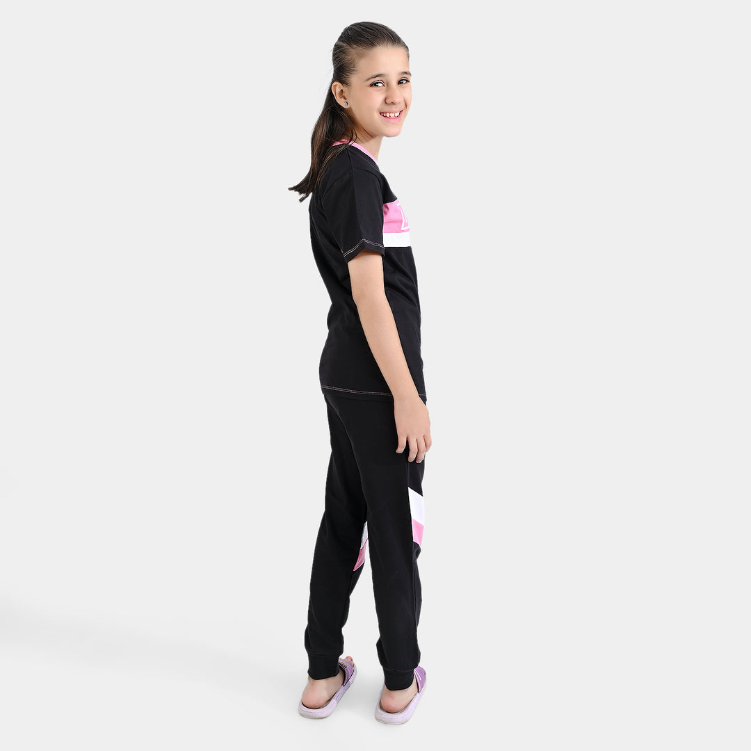 Girls Jersey/Terry 2 Piece Suit Authentic-Jet Black