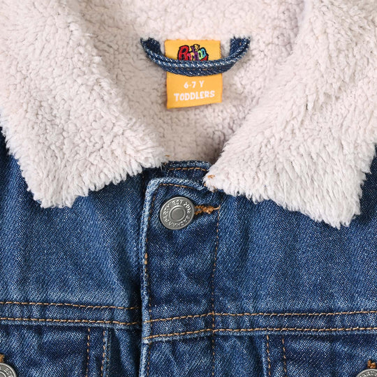 Boys Denim rigid Woven Jacket Character-Mid Blue