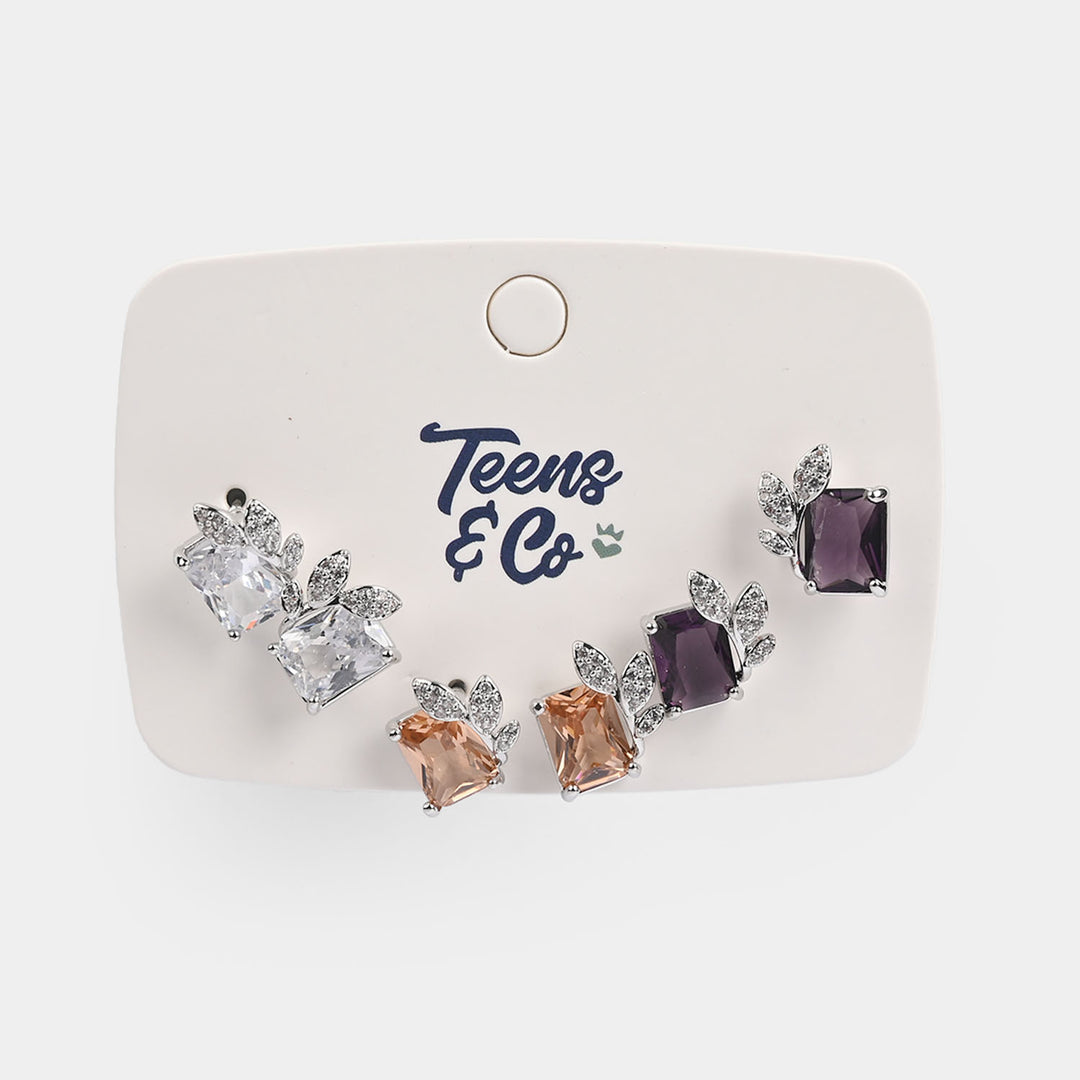 Girls Fancy & Stylish Earrings/Tops - Pack of 3