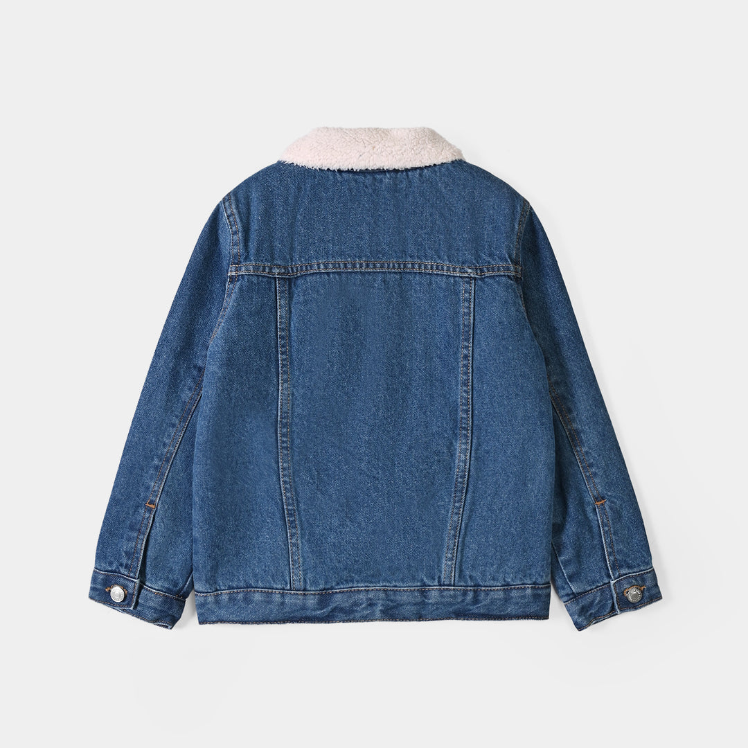 Boys Denim rigid Woven Jacket Character-Mid Blue