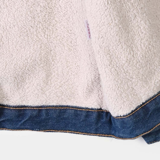 Boys Denim rigid Woven Jacket Character-Mid Blue