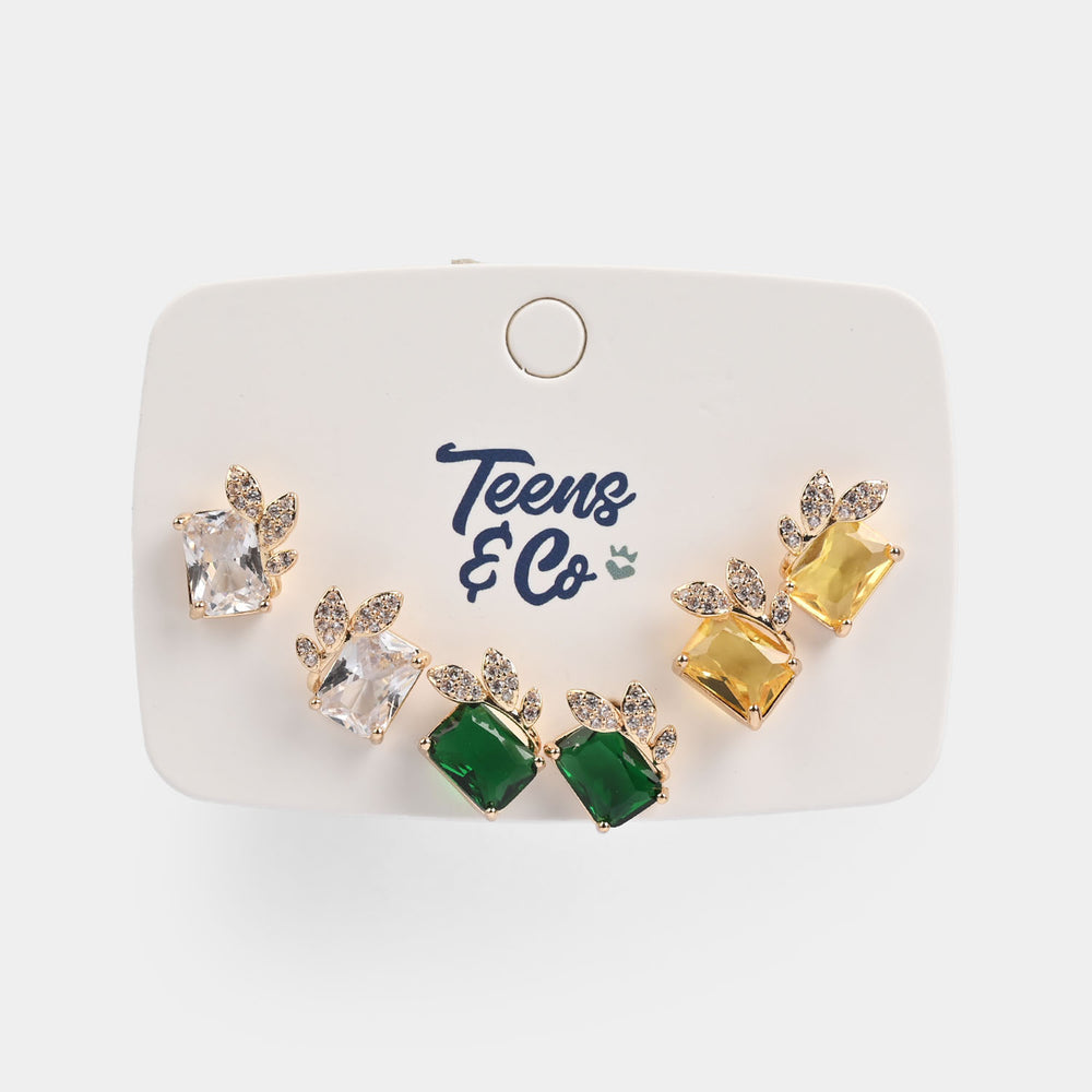 Girls Fancy & Stylish Earrings/Tops - Pack of 3