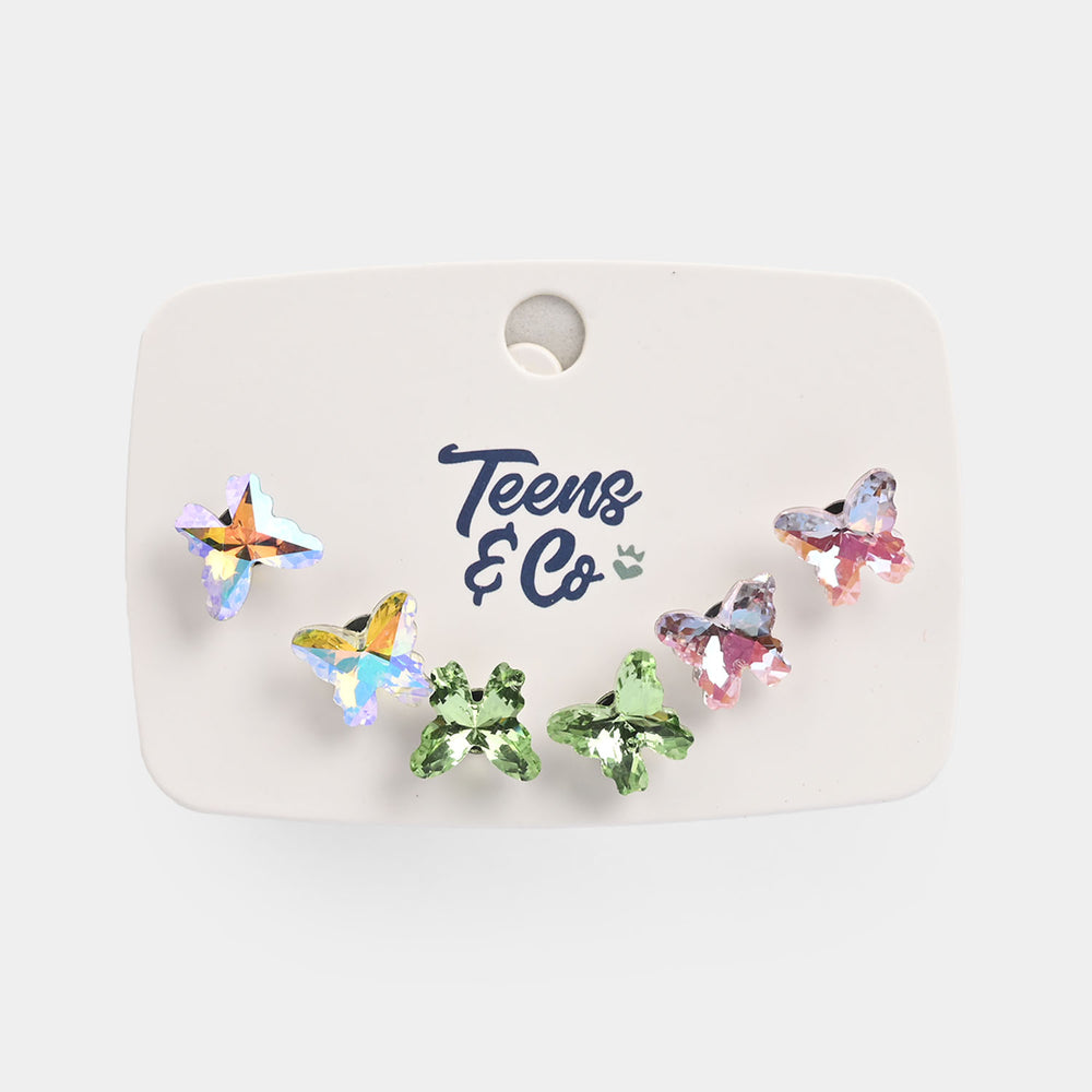 Girls Earrings/Tops Set (Butterfly) - Pack of 3