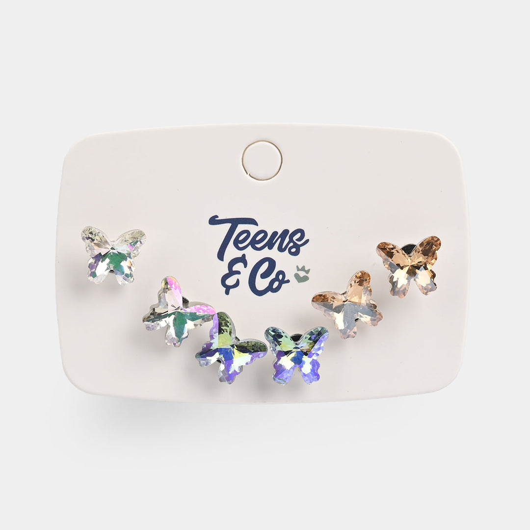 Girls Earrings/Tops Set (Butterfly) - Pack of 3