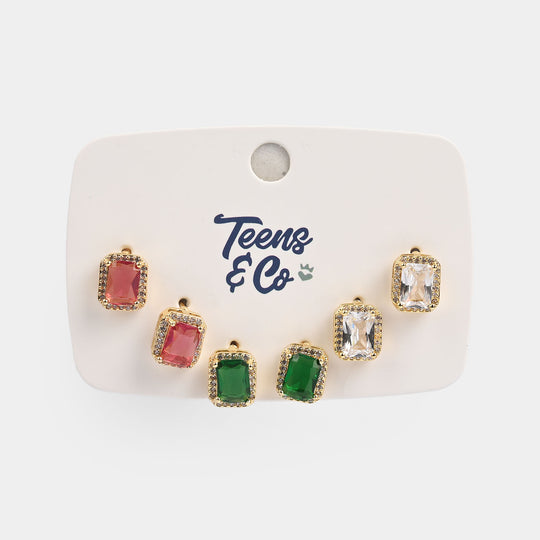 Girls Fancy & Stylish Earrings/Tops - Pack of 3