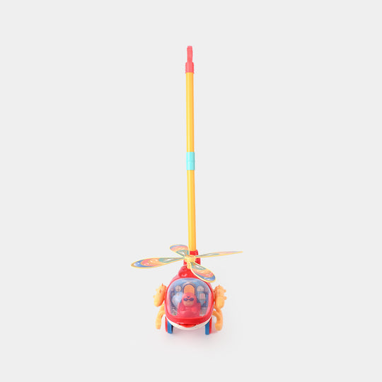 Pull Push Helicopter with Bell for Kids