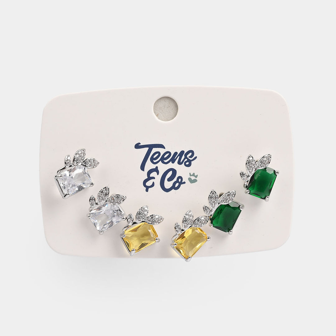 Girls Fancy & Stylish Earrings/Tops - Pack of 3