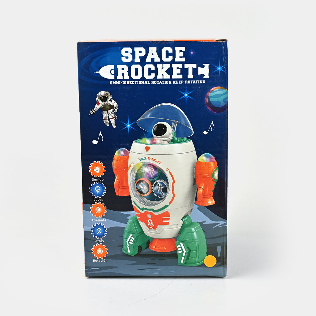 Space Rocket Robot Electric Transparent Gear Toy With Sound and Light