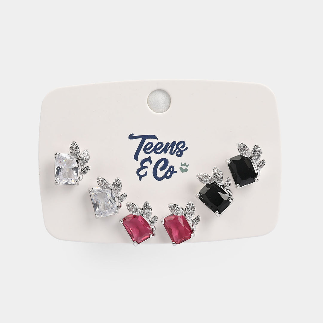 Girls Fancy & Stylish Earrings/Tops - Pack of 3
