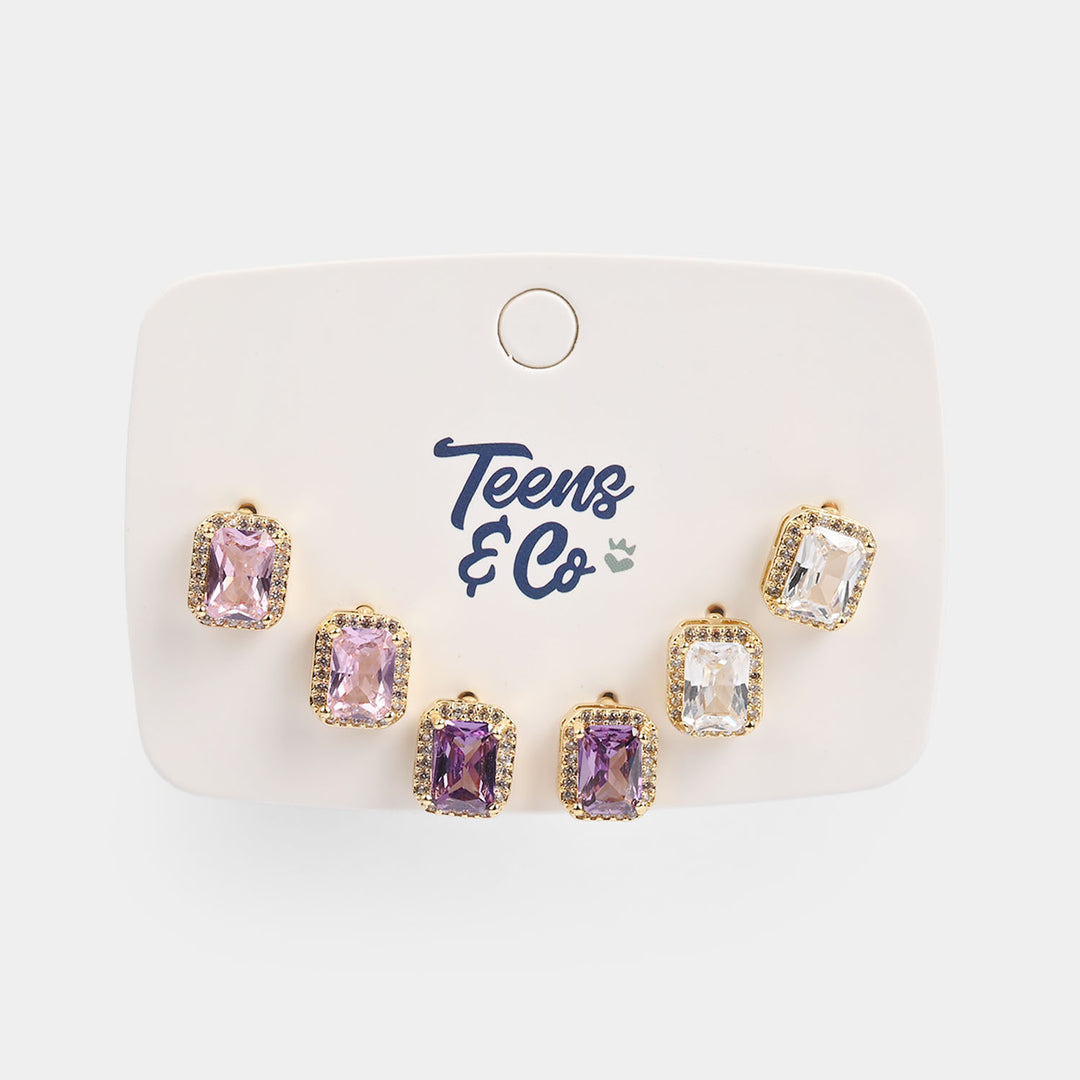 Girls Fancy & Stylish Earrings/Tops - Pack of 3