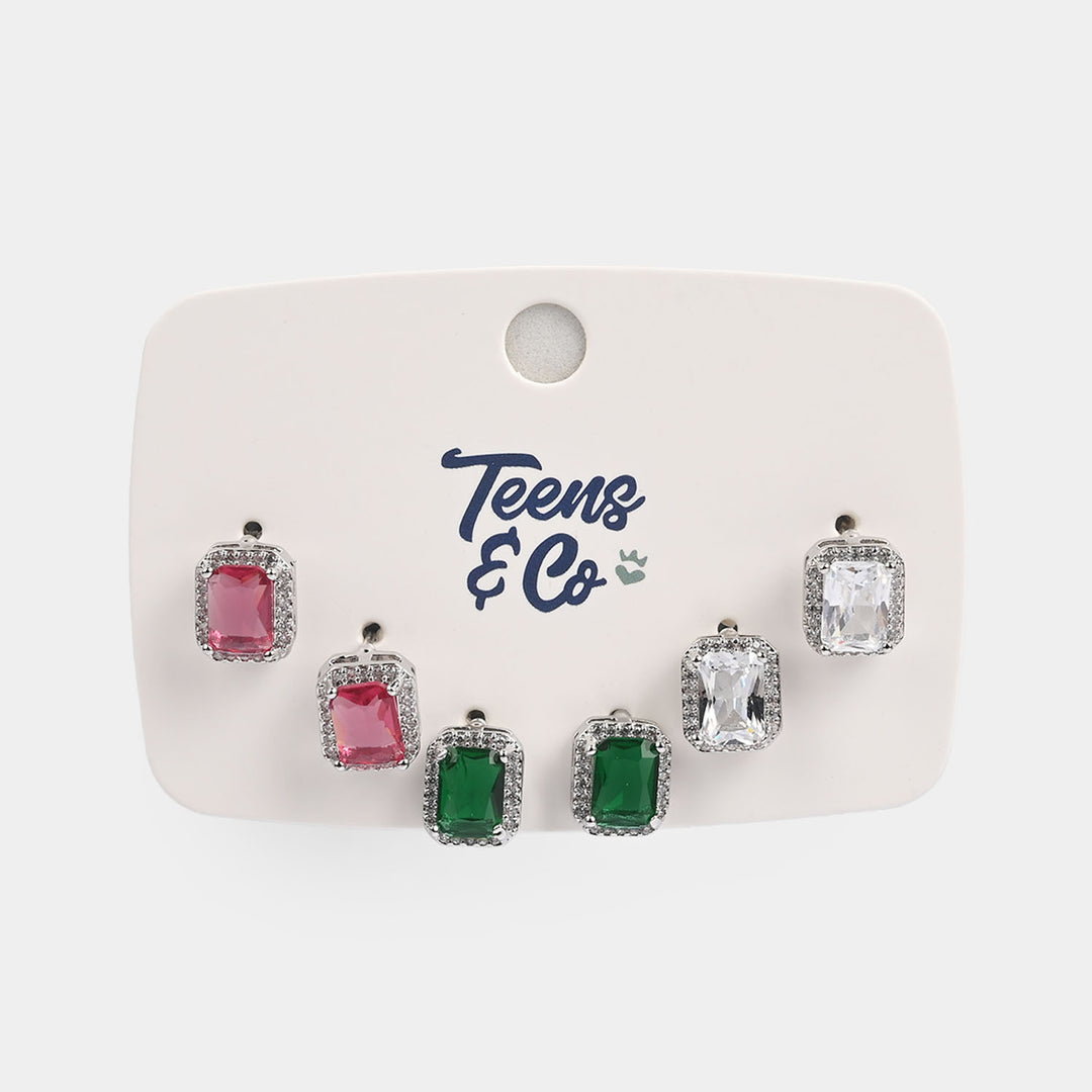Girls Fancy & Stylish Earrings/Tops - Pack of 3