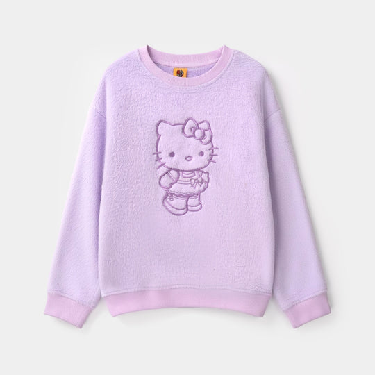 Girls Fleece Sweatshirt KITTY-Purple