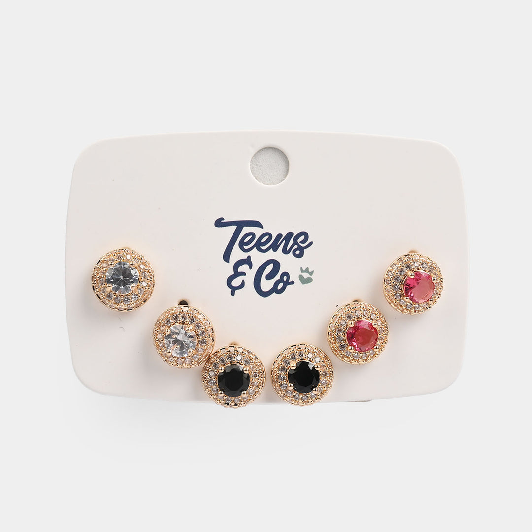 Girls Fancy & Stylish Earrings/Tops - Pack of 3