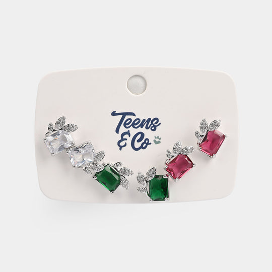 Girls Fancy & Stylish Earrings/Tops - Pack of 3