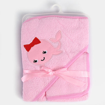 Baby Hooded Bath Towel +1 PCs Face Towel-Pink
