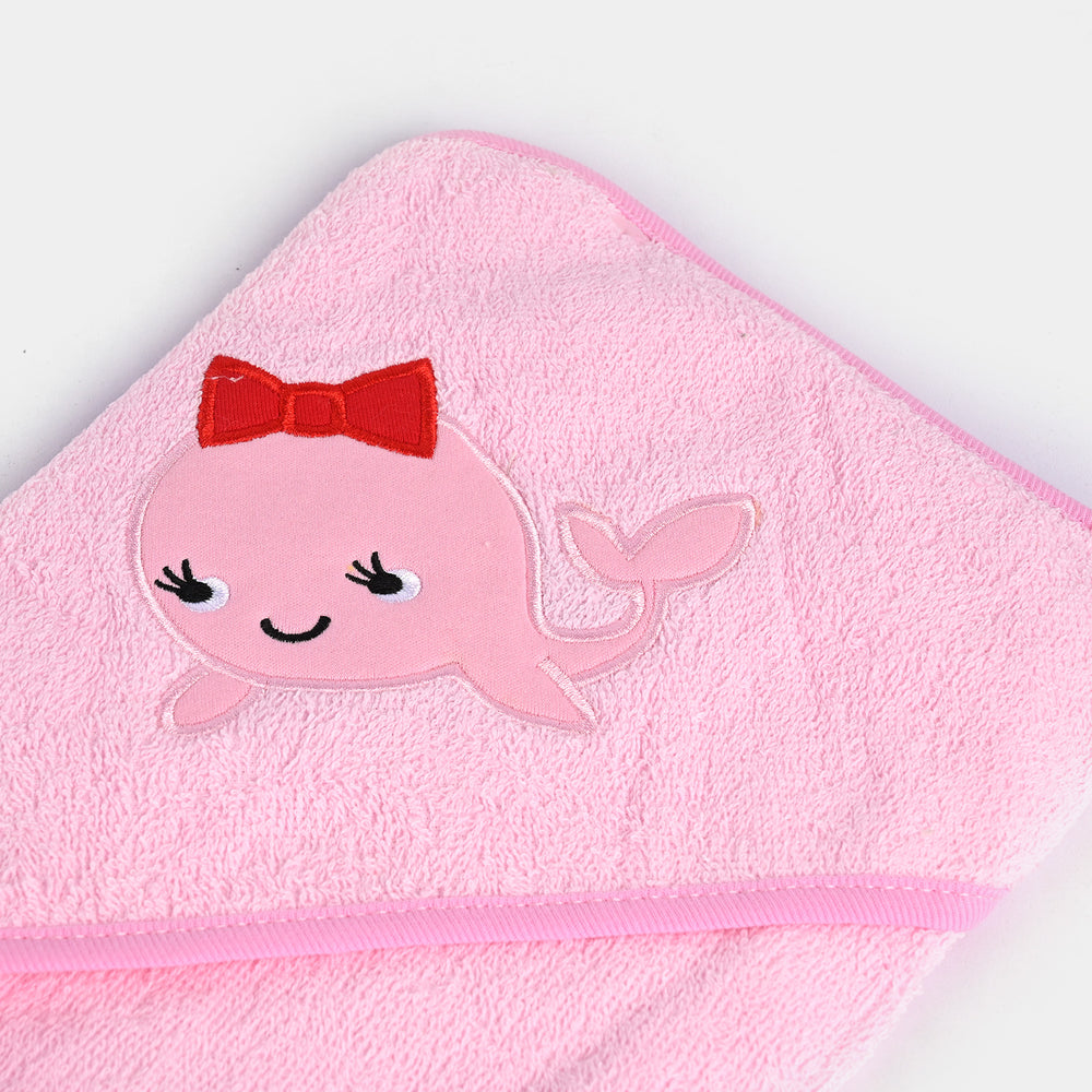 Baby Hooded Bath Towel +1 PCs Face Towel-Pink