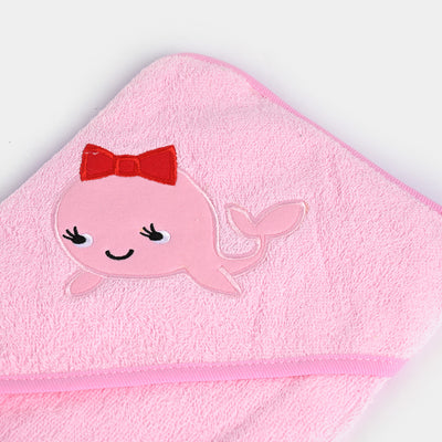 Baby Hooded Bath Towel +1 PCs Face Towel-Pink