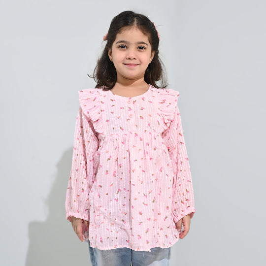 Girls Chiffon Casual Top-Pink