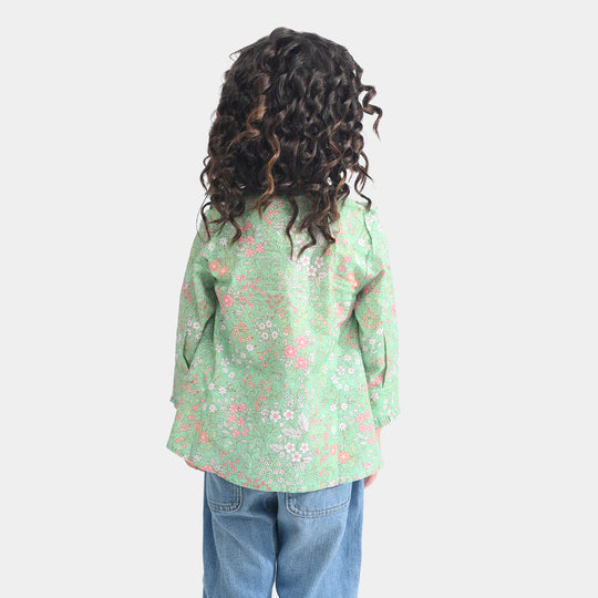 Girls Cotton Poplin Casual Top Minty-Multi