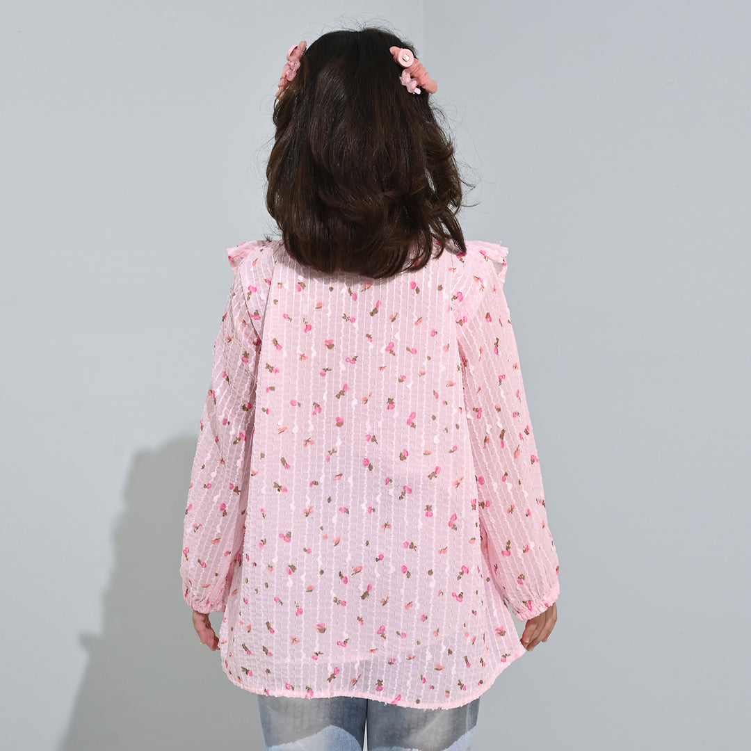 Girls Chiffon Casual Top-Pink
