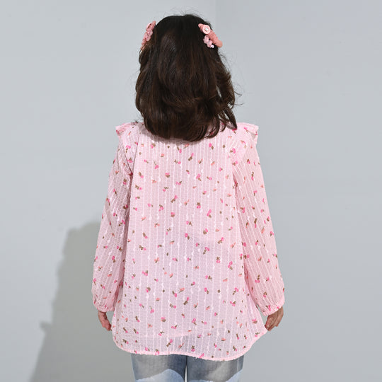 Girls Chiffon Casual Top-Pink