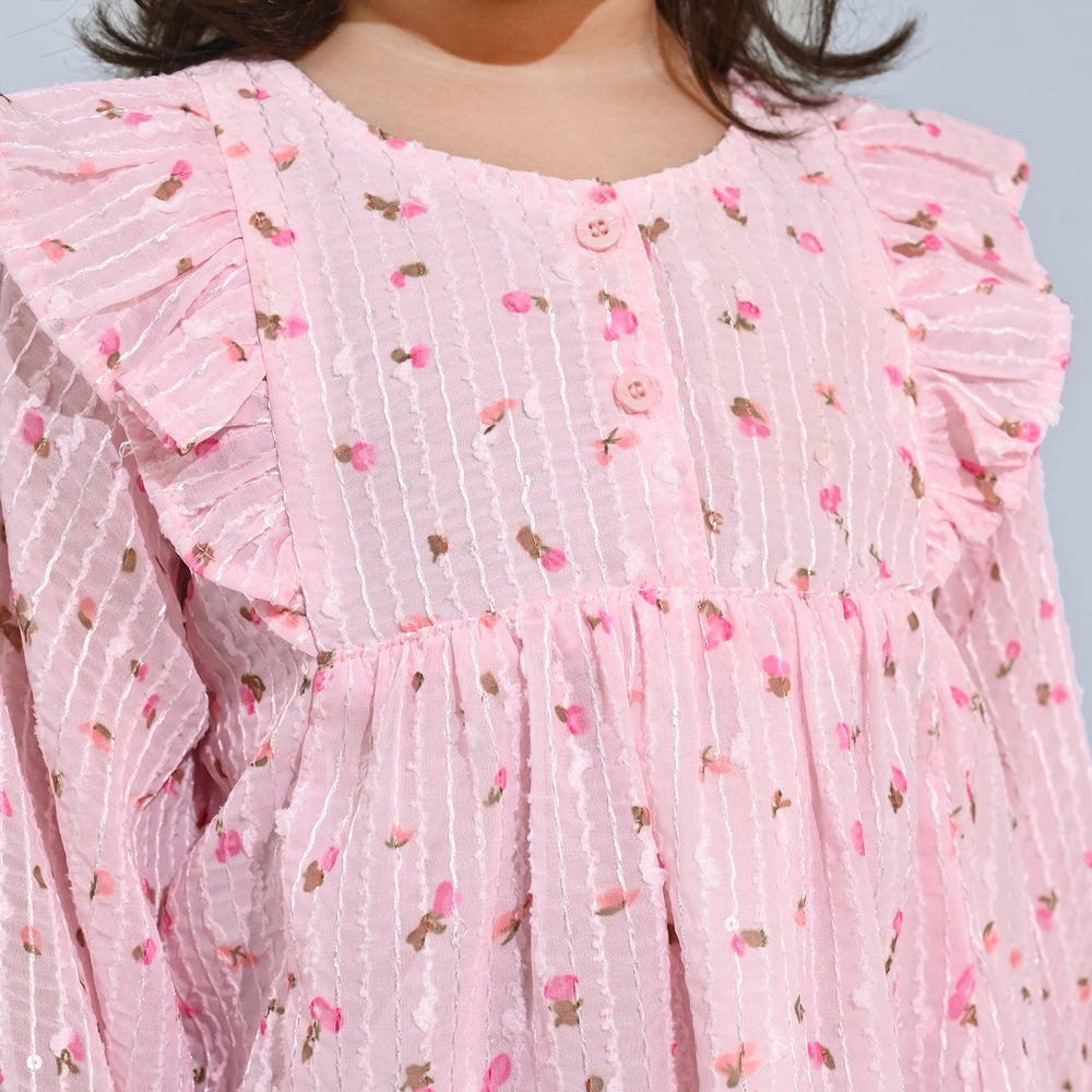 Girls Chiffon Casual Top-Pink
