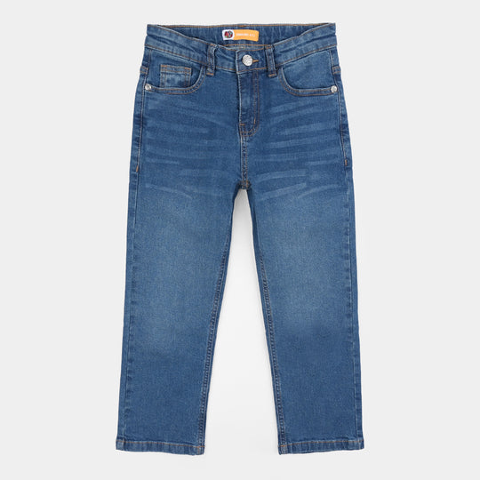 Girls Denim rigid Basic Pant-Mid.Blue