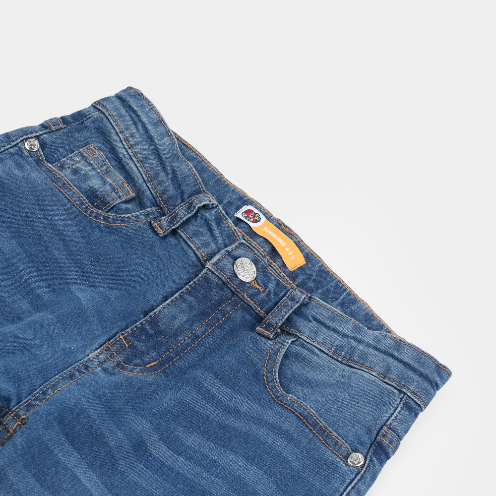 Girls Denim rigid Basic Pant-Mid.Blue