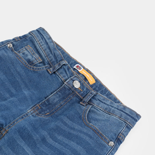 Girls Denim rigid Basic Pant-Mid.Blue