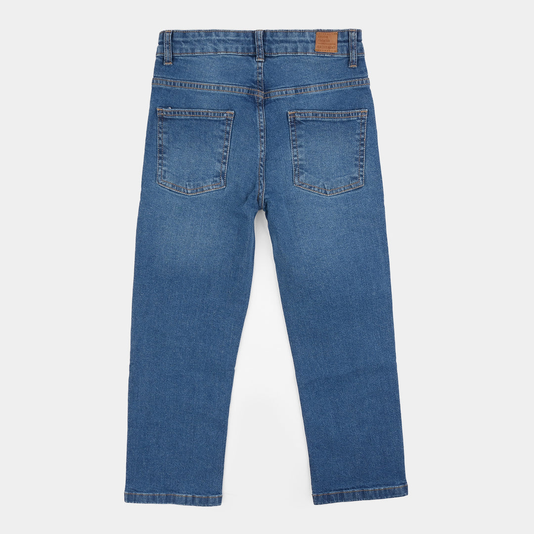 Girls Denim rigid Basic Pant-Mid.Blue