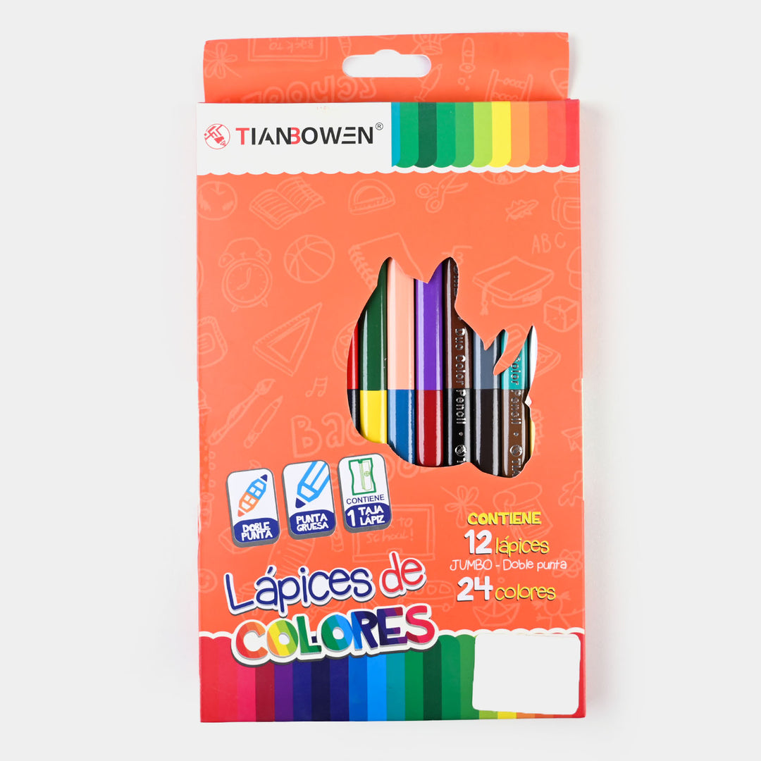 Double Sided Color Pencil Jumbo 12*24 For Kids