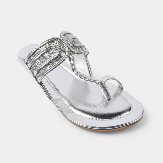 Girls Kolhapuri AS-007-SILVER