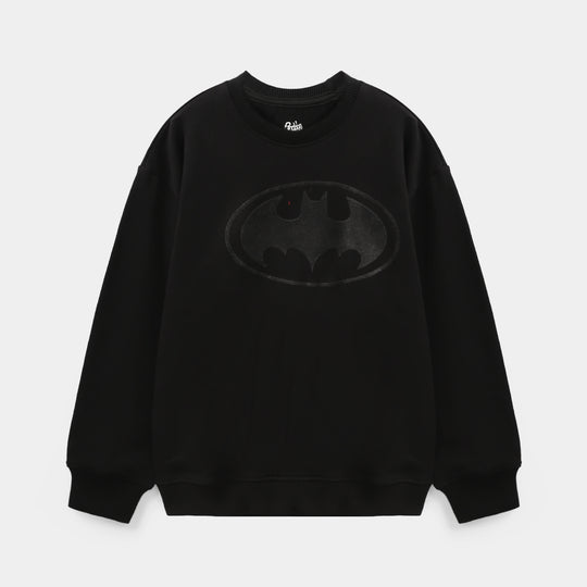 Boys Cotton Terry Sweatshirt-BLACK