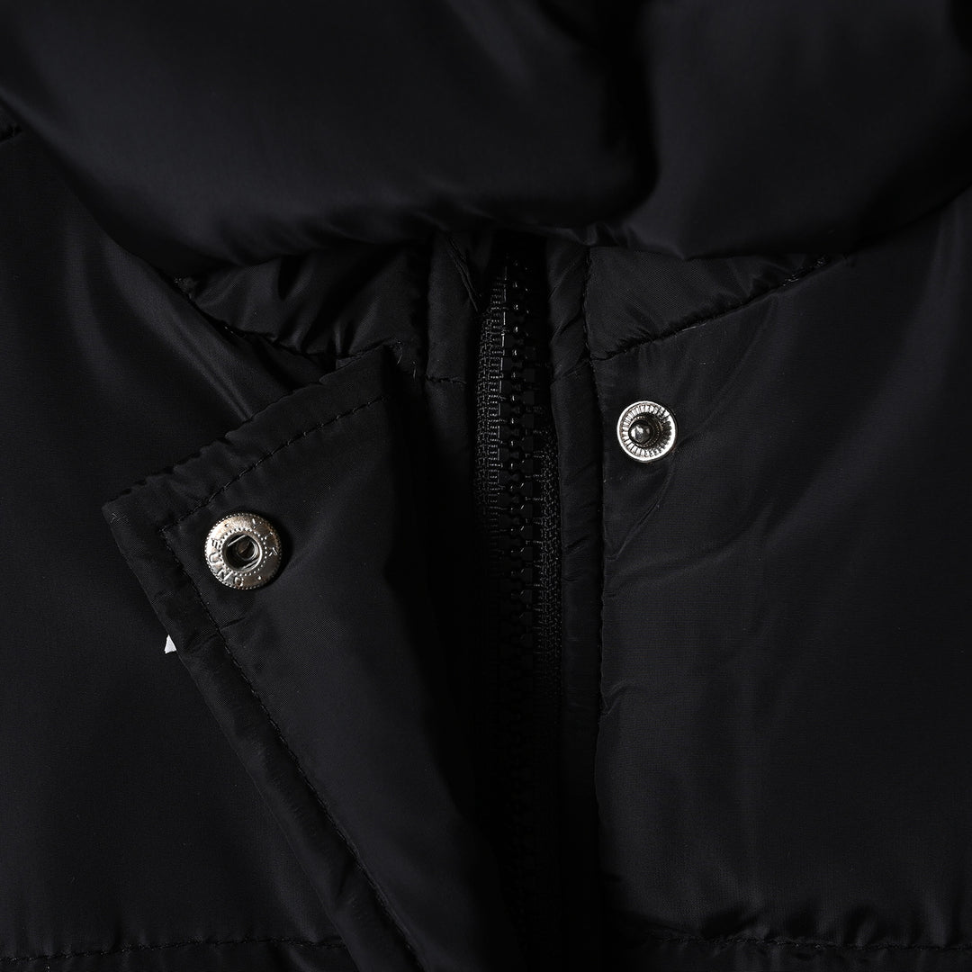 Girls Polyester Quilted Jacket Fur-BLACK