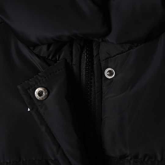 Girls Polyester Quilted Jacket Fur-BLACK