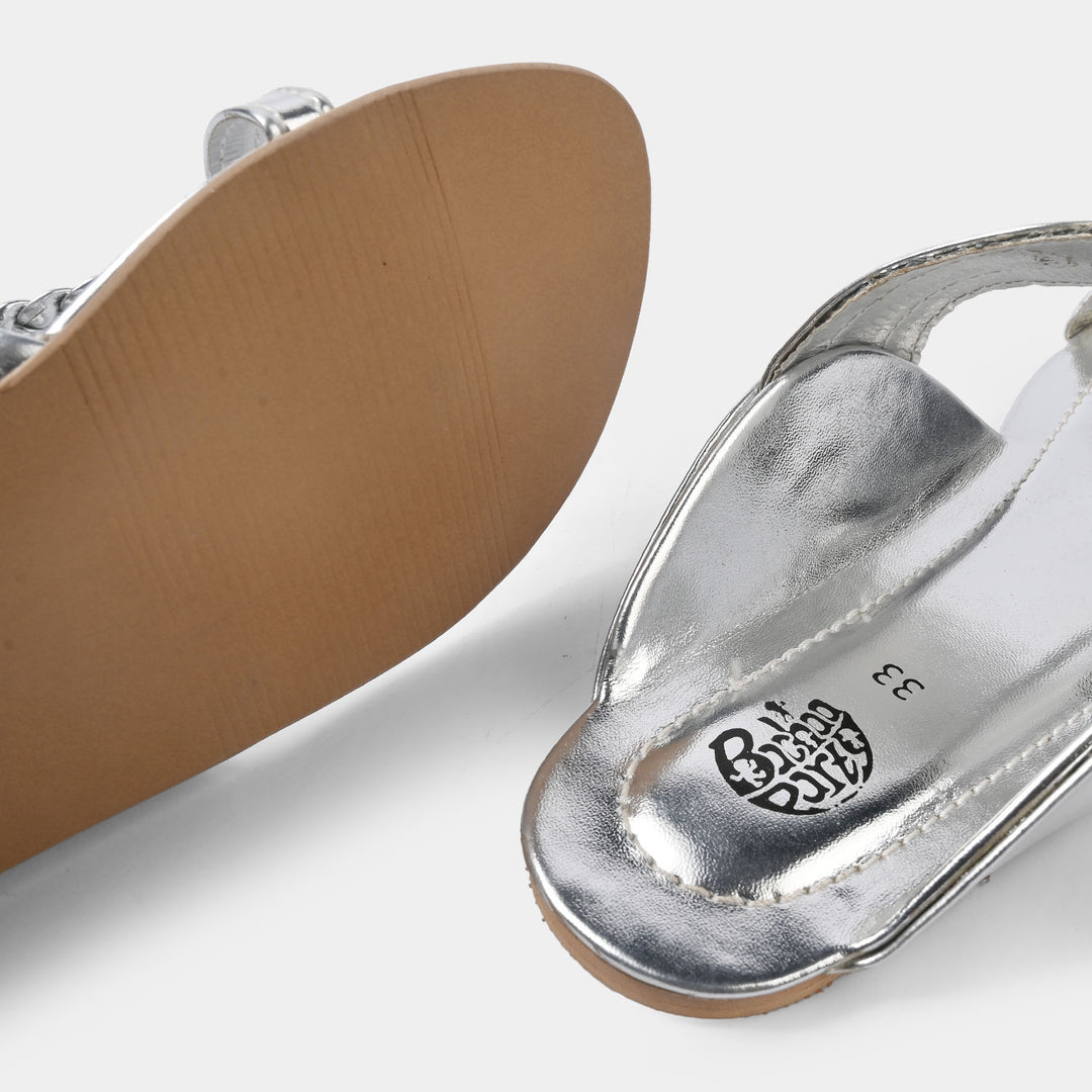 Girls Kolhapuri AS-007-SILVER