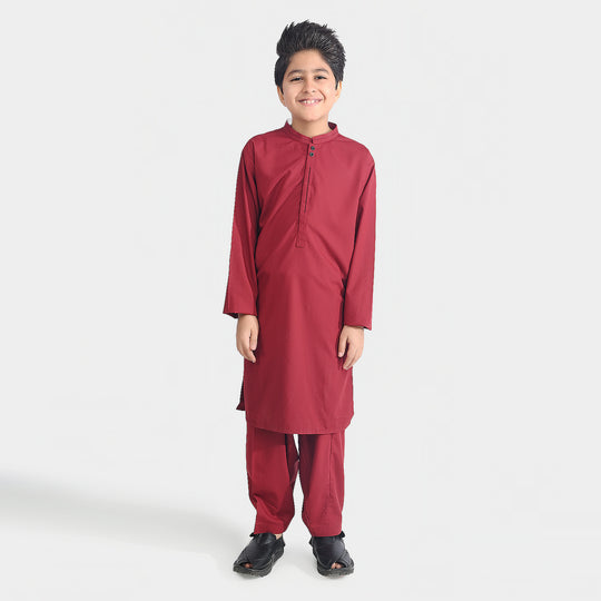 Boys Poly Viscos Shalwar Suit (Tape Detail)-MAROON