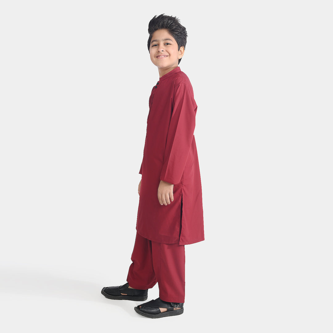 Boys Poly Viscos Shalwar Suit (Tape Detail)-MAROON