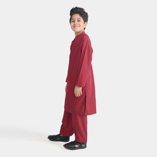 Boys Poly Viscos Shalwar Suit (Tape Detail)-MAROON