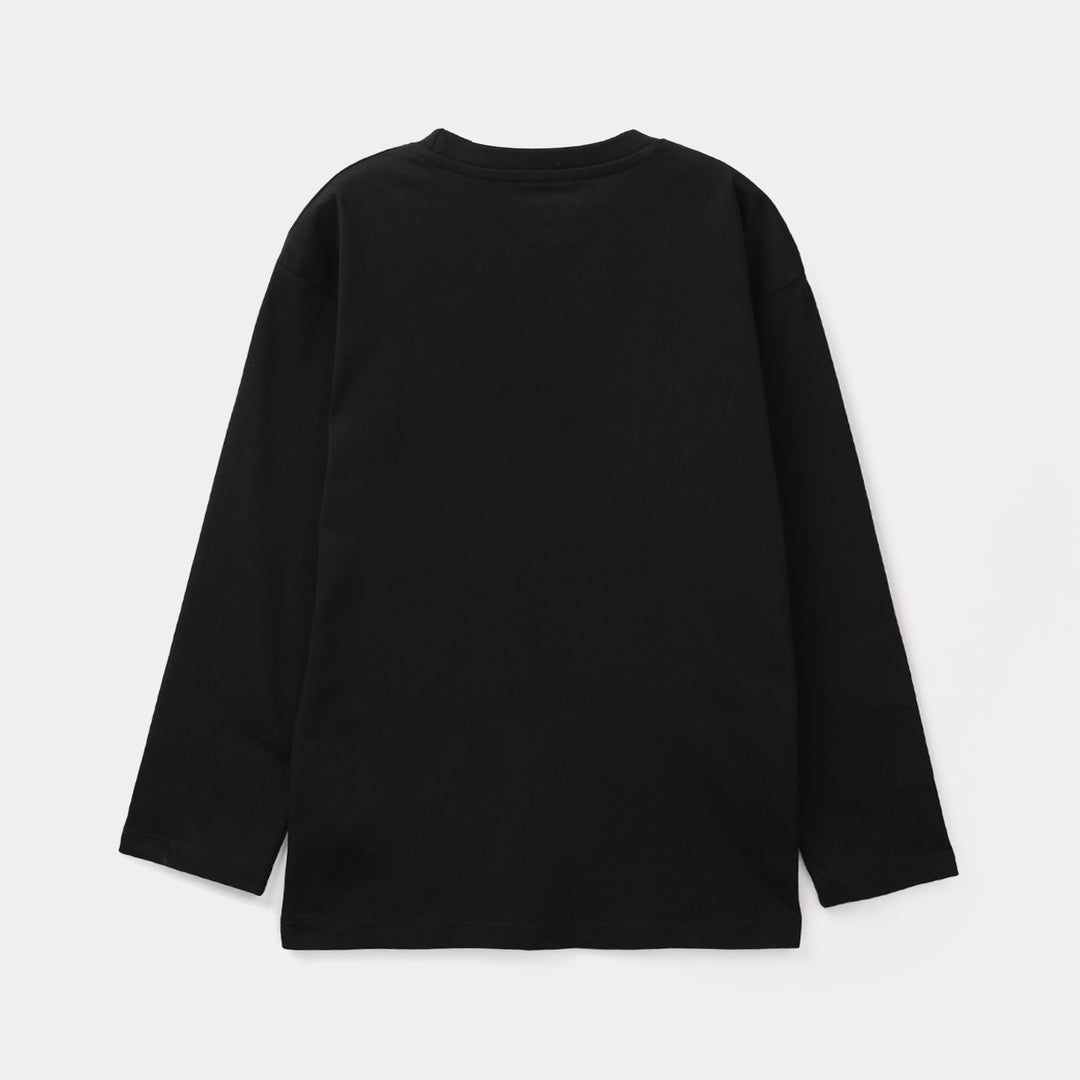 Boys Jersey/Terry T-Shirt-BLACK