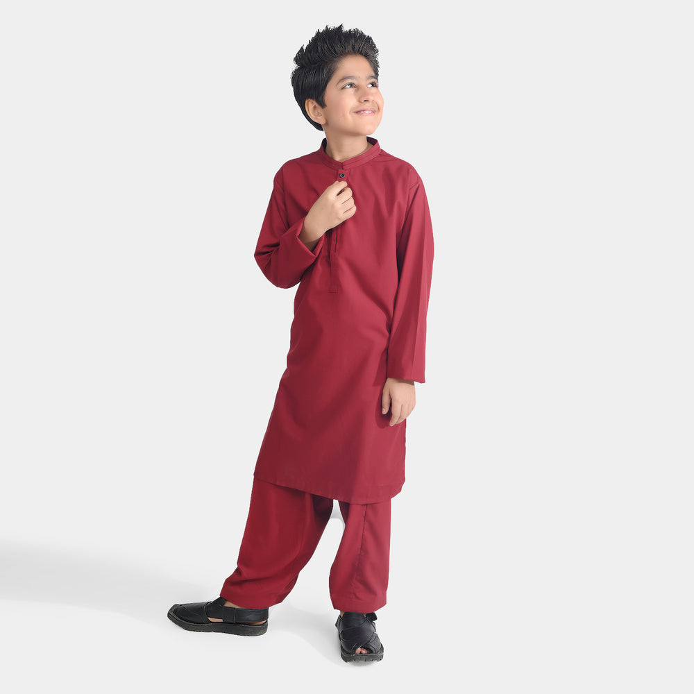 Boys Poly Viscos Shalwar Suit (Tape Detail)-MAROON