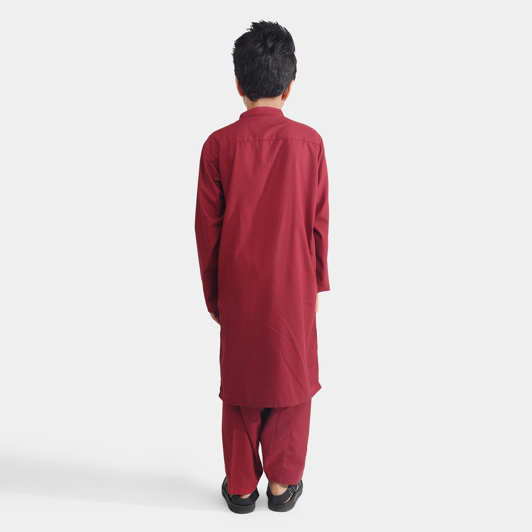 Boys Poly Viscos Shalwar Suit (Tape Detail)-MAROON