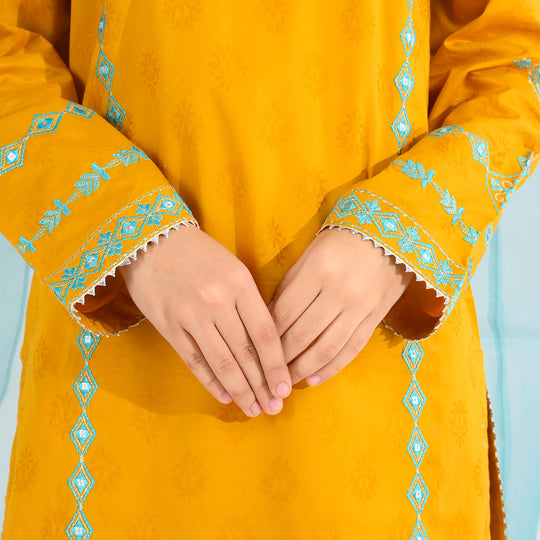 Teens Girls Jacquard 3Pcs (Noor) - Mustard