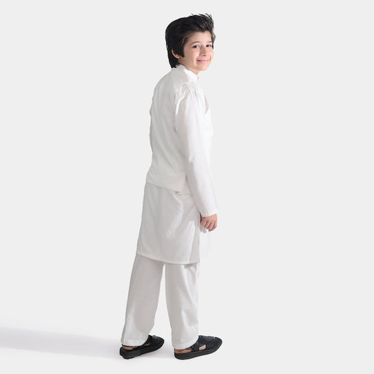 Boys Poly Viscose 3 Piece Suit-White